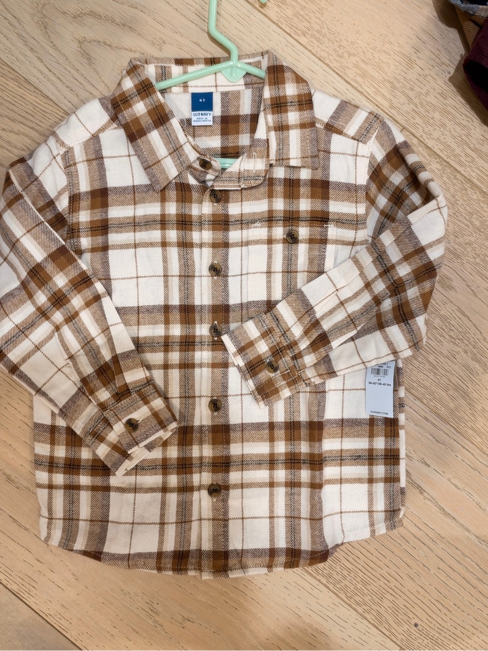 Old Navy Brown and Cream Plaid Button-Down Shirt